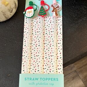 Holiday Straw Toppers Set - Santa, Tree, Reindeer